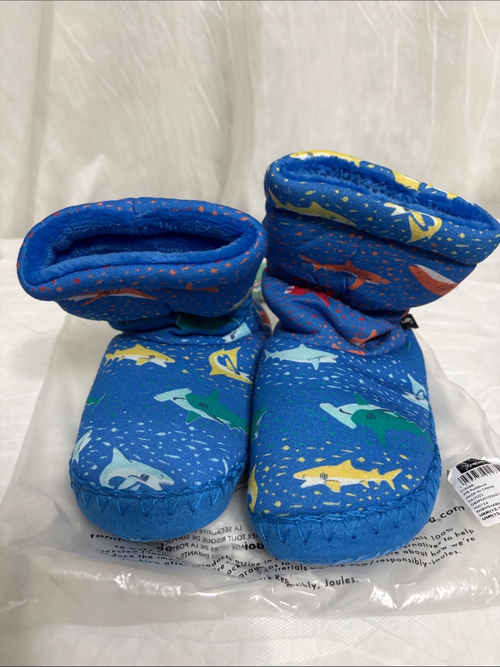 Joules Shark Print Kids Slippers size M 13/1 NWT